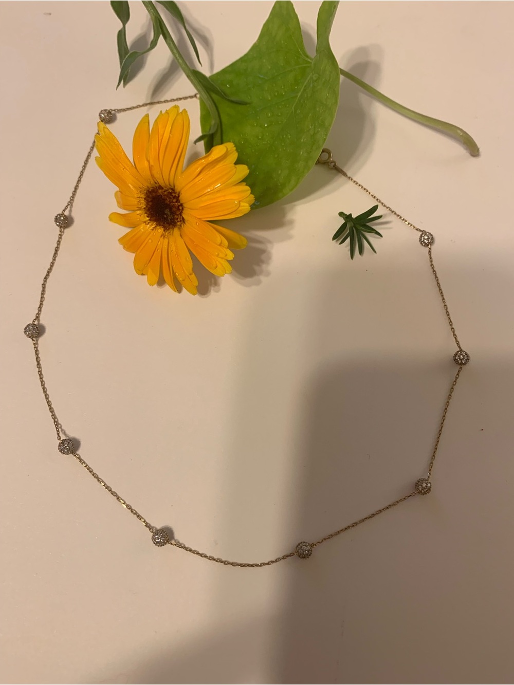 Delicate Gold Station Bead Necklace - Women's Jewelry